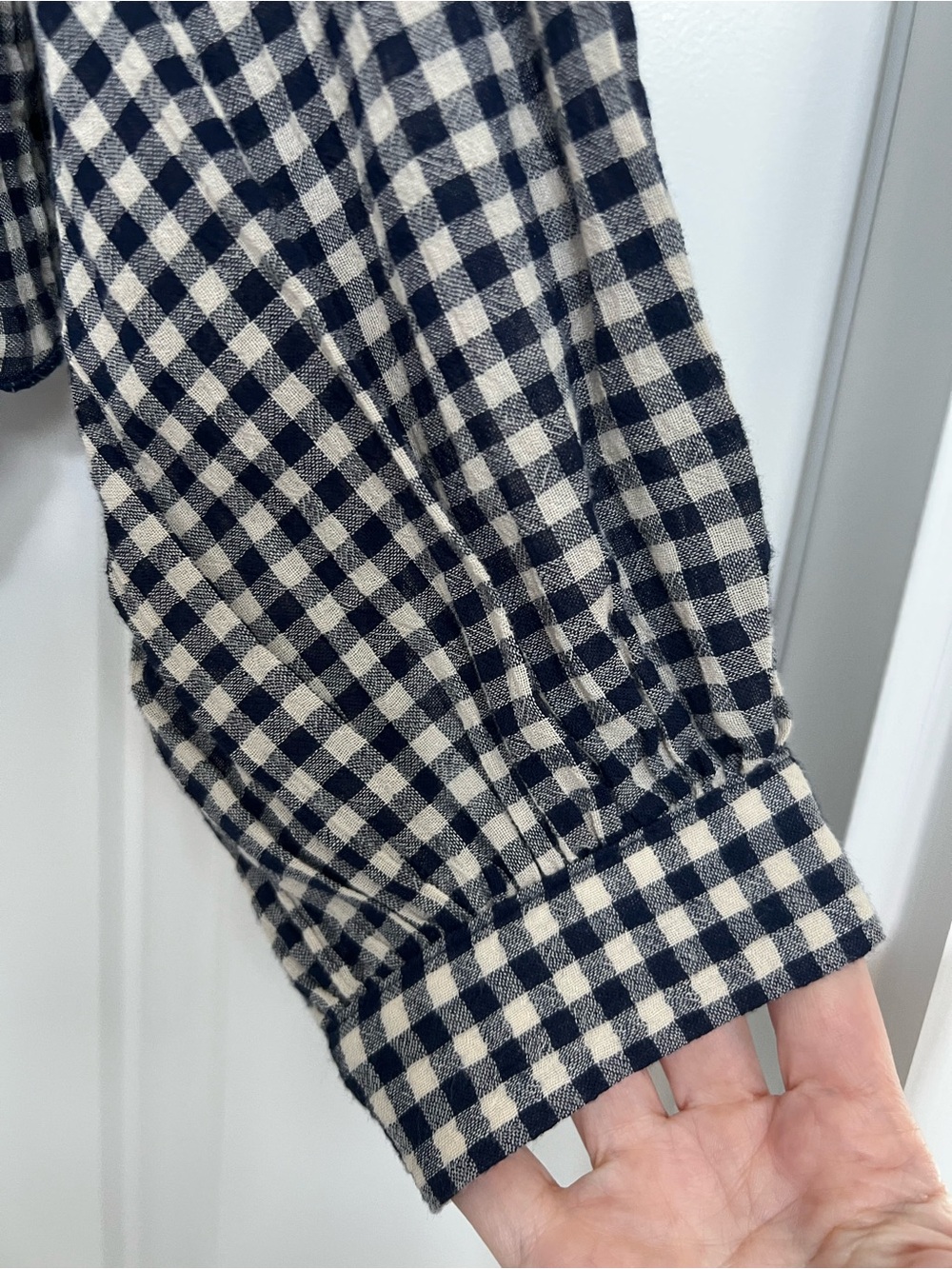 Pilcro for Anthropologie Blue Gingham Ruffle Button Front Blouse - Picture 4 of 12